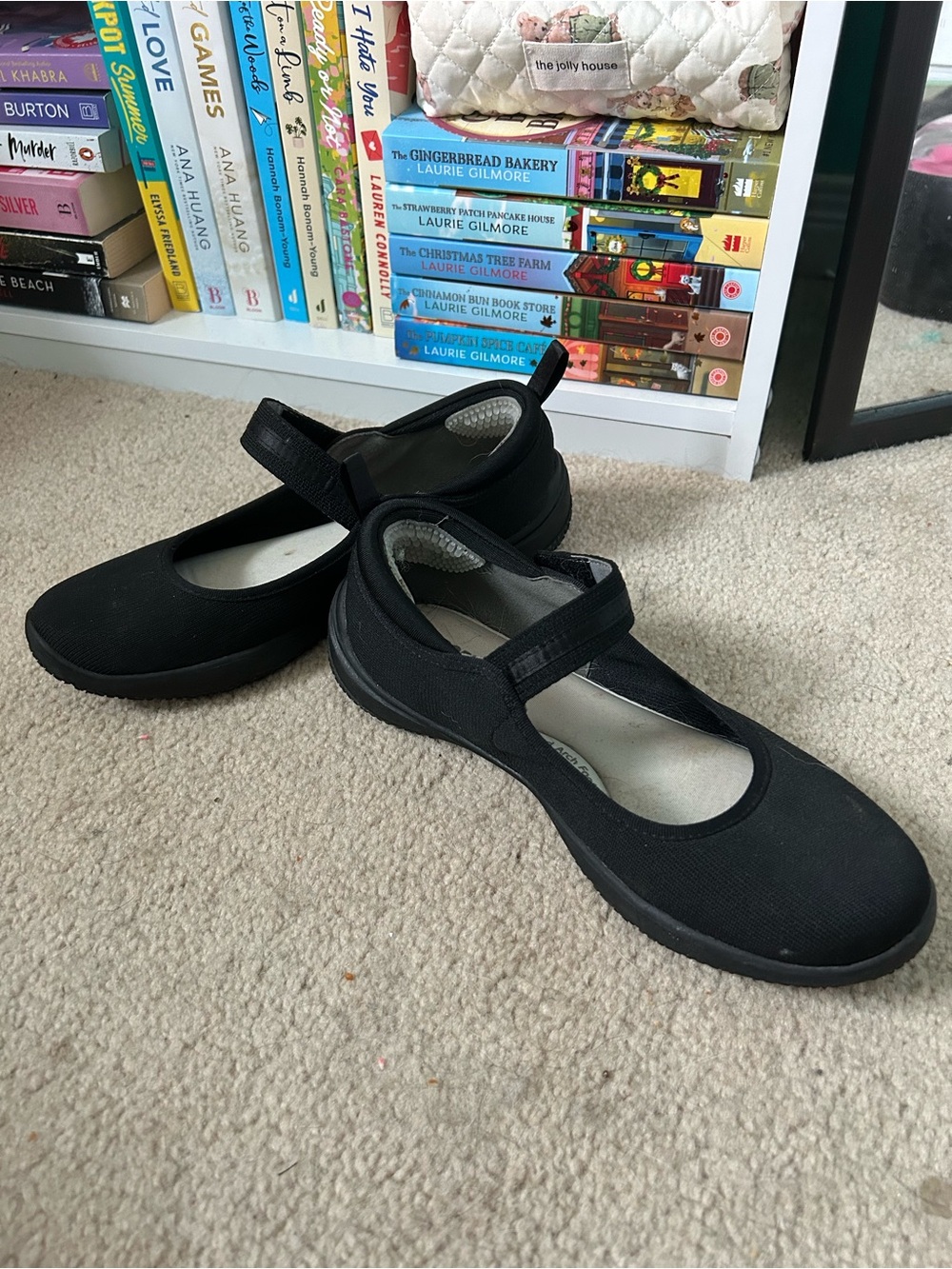 Black Mary Jane Comfort Flats with Elastic Strap